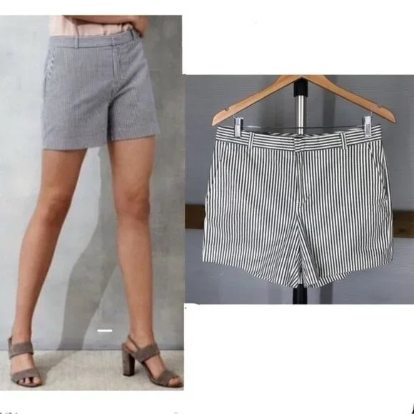 BANANA REPUBLIC FACTORY NWT Blue White Stripe 5" Shorts Sz 6 - Picture 2 of 7
